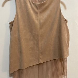 Zara Suede and Tulle Beige Top